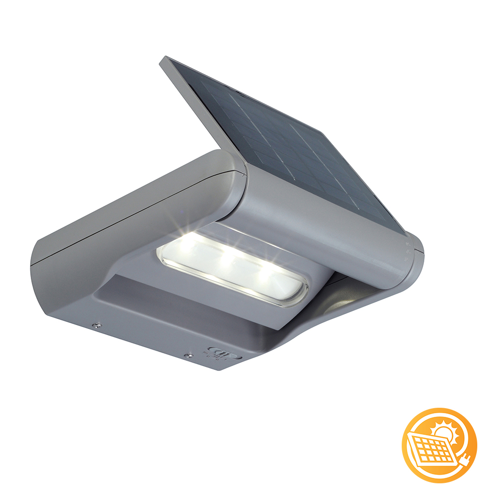 O458 Mini LED Spot Solar Wall Light Silver